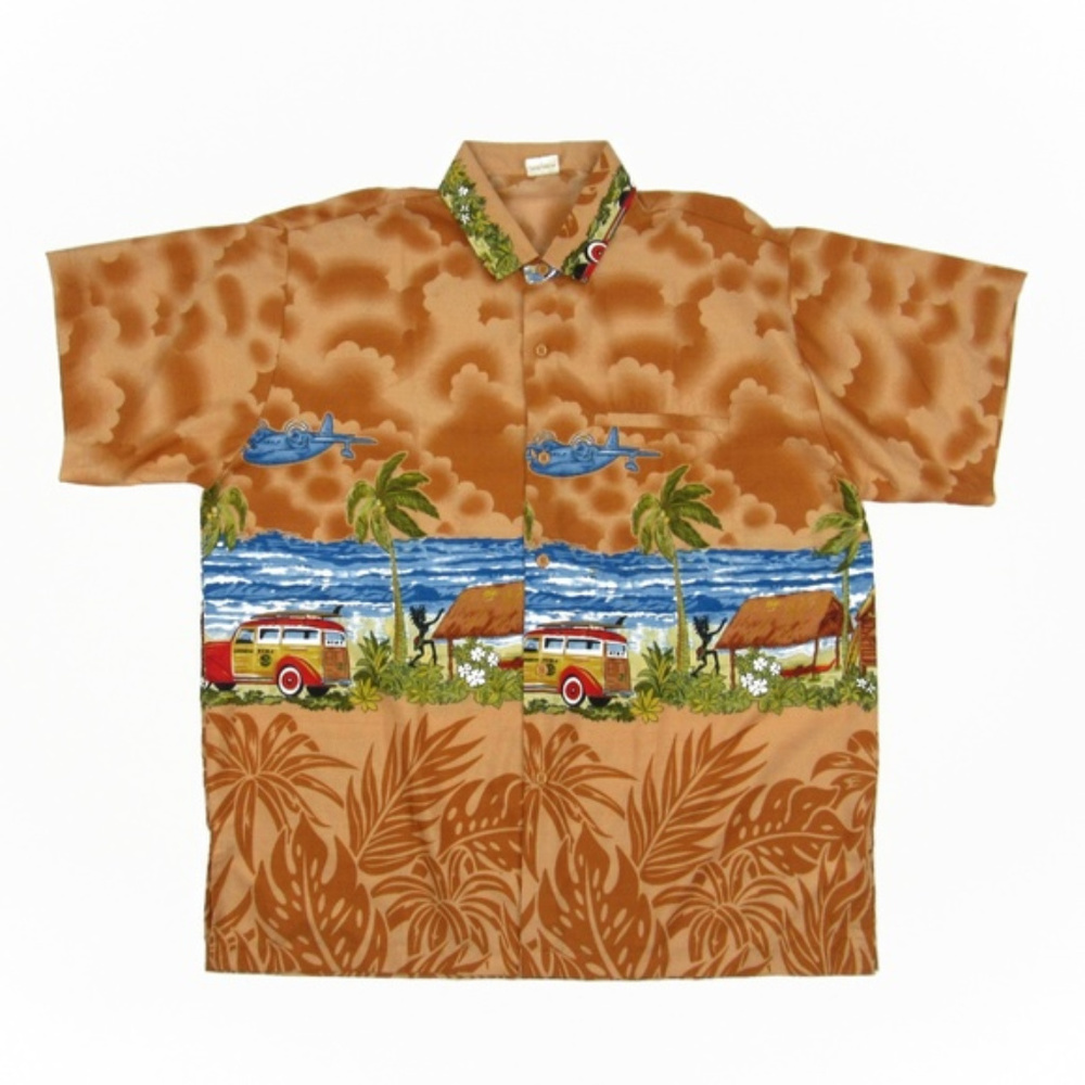 Mens Large Hawaiian Shirt Woody Car